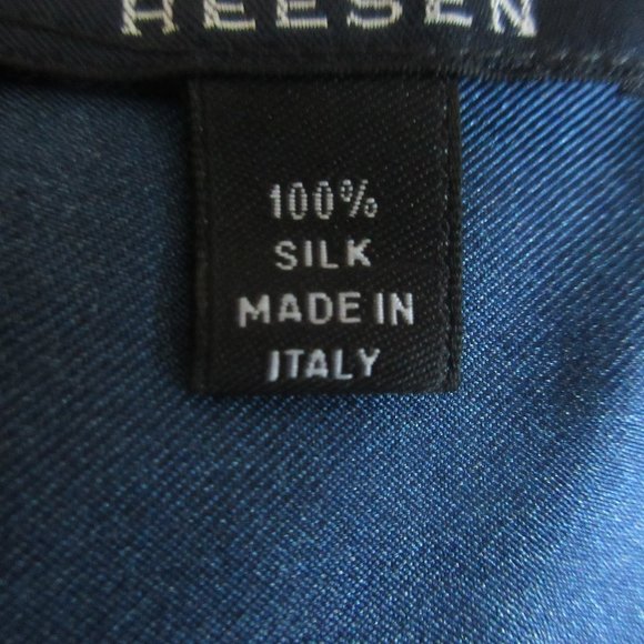 Heesen Italian Silk Scarf Blue Boomerang Design - Picture 9 of 9